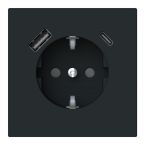 ABB BuschJaeger Art linear Wandcontactdoos 20 EUCB2USBAC45M Zwart mat