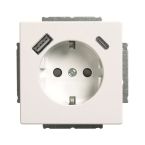 ABB BuschJaeger FutureSolo Wandcontactdoos EUCB2USBAC84 Verkeerswit glanzend