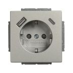 ABB BuschJaeger Future linear Wandcontactdoos EUCB2USBAC83 Aluzilver