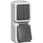 Peha Spatwaterdicht Combinatie schakelaarwandcontactdoos H6665WAB Grijs