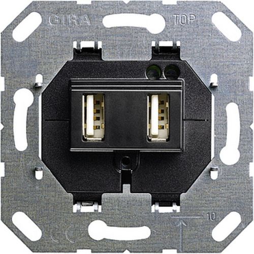Ontvangst In hoeveelheid Eentonig Gira Basiselement - USB wandcontactdoos 235900 Zwart | Elektrototaalmarkt.nl