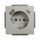 ABB BuschJaeger Future linear Wandcontactdoos EUCB2USBAC83 Aluzilver