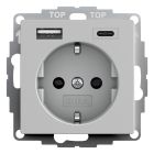 Gira Systeem 55 Wandcontactdoos 2459015 Grijs mat