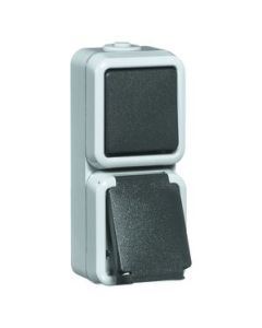 Peha Spatwaterdicht Combinatie schakelaarwandcontactdoos 6666WAB Grijs